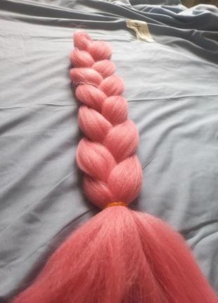 Канекалоновая коса однотоная - розовый а17,волосы для наращивания