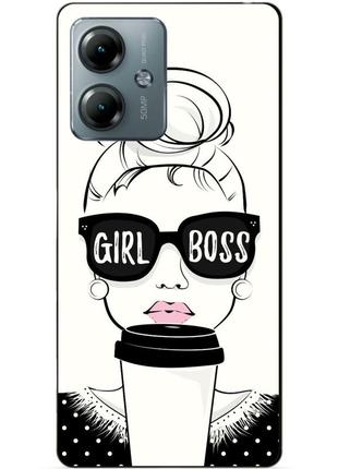 Силиконовый чехол бампер для motorola moto g14 с рисунком girl boss