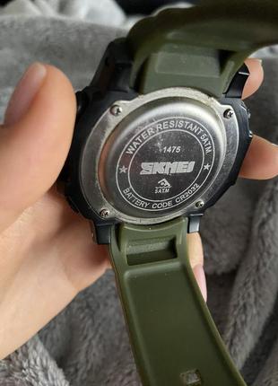 Часы наручные мужские с подсветкой skmei 1475ag 5atm black/green3 фото