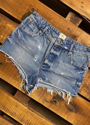 Жіночі короткі бавовняні джинсові шорти river island (рівер айленд лрр ідеал оригінал блакитні)