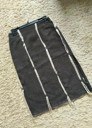 Стильная дизайнерская юбка миди р.s1 фото
