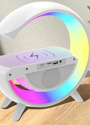 Настольная смарт лампа-ночник rgb с беспроводной зарядкой и bluetooth-колонкой g-smart bt-3401 15 w6 фото