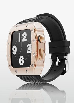 Эксклюзивный чехол из нержавеющей стали bucorich apple watch case  4/5/6/se (44 мм) gold black