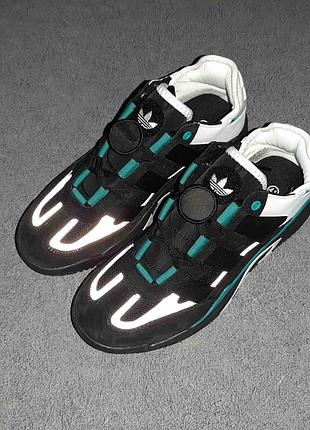 Adidas niteball черные с зеленым кроссовки мужские замшевые замша демисезон низкие демисезонные весенние отменные качество кеды адедас найтбол2 фото
