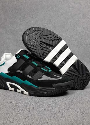 Adidas niteball черные с зеленым кроссовки мужские замшевые замша демисезон низкие демисезонные весенние отменные качество кеды адедас найтбол4 фото