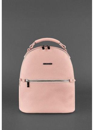 Кожаный женский мини-рюкзак kylie розовый2 фото
