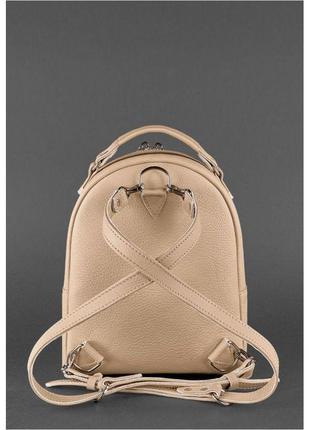 Кожаный женский мини-рюкзак kylie светло-бежевый4 фото