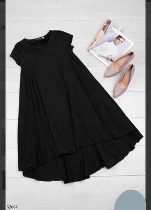 Стильное черное платье миди по колено для беременных