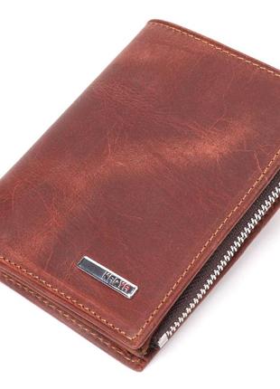 Вертикальний невеликий гаманець із вінтажної шкіри karya 21385 коричневий