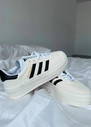 Кроссовки adidas gazelle bold cream black6 фото