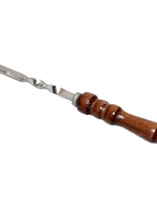 Шампур нержавійка 3мм з дерев'яною ручкою довгі плоскі шампура для шашлику овочів та пікніка3 фото