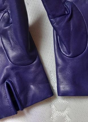 Caridei италия. элитные кожаные перчатки с кашемиром на узкую руку, цвет баклажанный