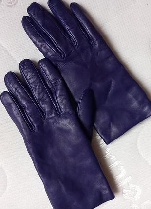 Caridei италия. элитные кожаные перчатки с кашемиром на узкую руку, цвет баклажанный