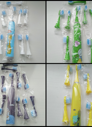 Дитяча зубна щітка електрична sonic toothbrush від 6 до 12 змінних насадок10 фото