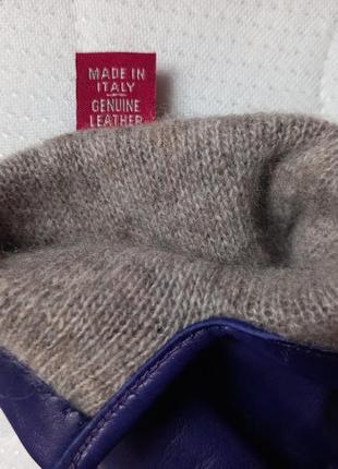 Caridei италия. элитные кожаные перчатки с кашемиром на узкую руку, цвет баклажанный