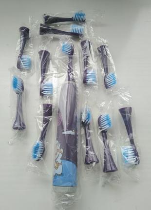 Дитяча зубна щітка електрична sonic toothbrush від 6 до 12 змінних насадок7 фото