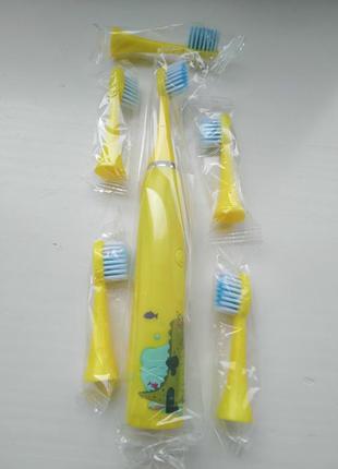 Дитяча зубна щітка електрична sonic toothbrush від 6 до 12 змінних насадок8 фото