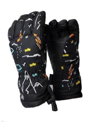 Детские перчатки echt горнолыжные, черный (c069-black) - 6-7 лет