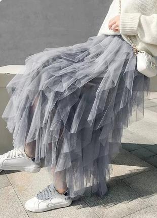 Актуальна модна трендова спідниця з фатіну🔥 багатошарова фатінова спідниця з тюлі🔥тренд 20243 фото