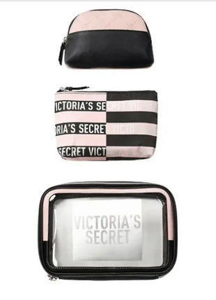 Набір косметичок victoria's secret beauty bag trio stripe