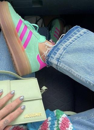 Кроссовки adidas gazelle bold green pink3 фото