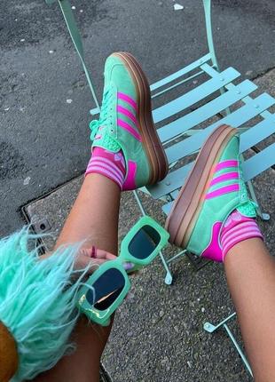 Кроссовки adidas gazelle bold green pink