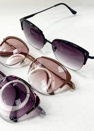 Коригувальні окуляри для зору жіночі лисички тонування градієнт у металевій оправі дужки на флексах5 фото