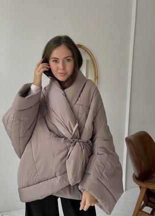 Женская зимняя куртка - кимоно, трансформер5 фото