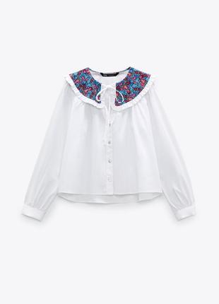 Стильная рубашка zara с воротничком, размер s.5 фото