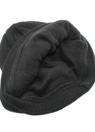 Зимняя черная мужская шапка с отворотом классическая вязаная теплая шапка с флисовой подкладкой