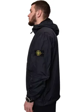 Куртка stone island crinkle reps hooded zip jacket navy blue3 фото