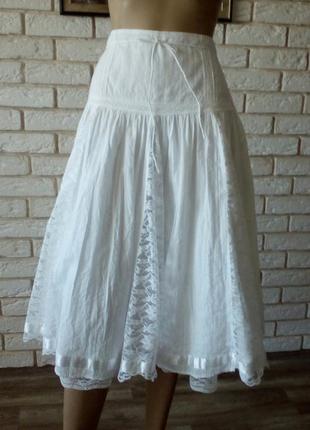 Шикарная батистовая  белоснежная юбка, полностью натуральная и подьюпник. 12