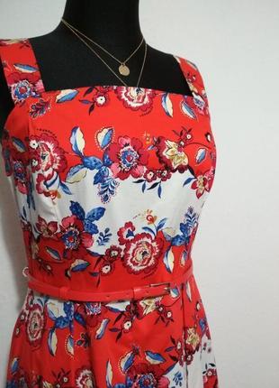 Котоновое платье миди сарафан на брителях роскошный цветочный принт стейч котон качество !5 фото