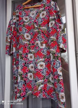 Платье на запах с поясом в цветочный принт2 фото