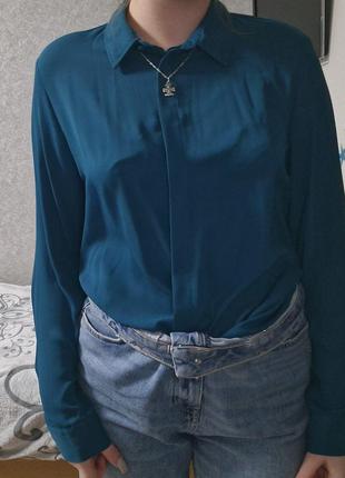 Блузка, рубашка бірюзового кольору, atmosphere, напівпрозора2 фото