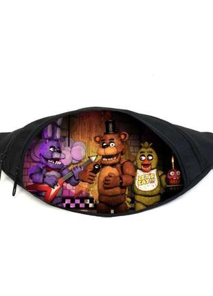 Поясна сумка бананка фнаф аніматроніки (gb-fnaf 5 ночей з фредді 07) gear bag чорна