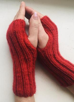 Вязаные митенки для женщин из нити ангора