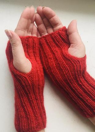 Вязаные митенки для женщин из нити ангора