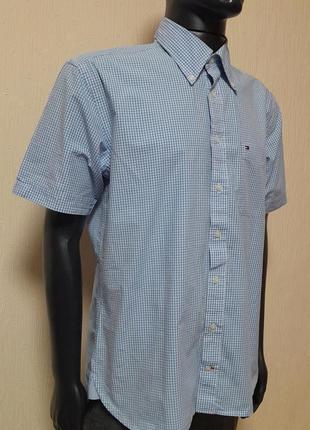 Стильная рубашка с короткими рукавами в клетку tommy hilfiger, молниеносная отправка3 фото