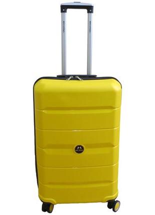 Средний чемодан из полипропилена на колесах 60l my polo, турция желтый