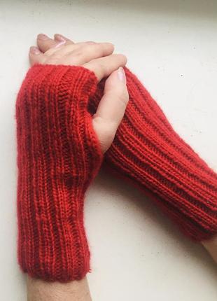 Вязаные митенки для женщин из нити ангора