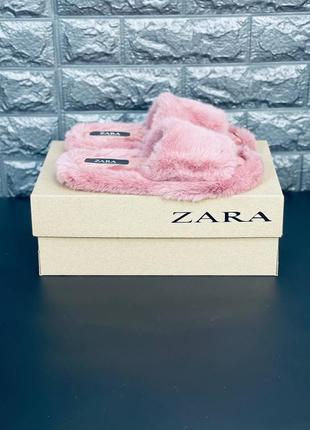 Женские комнатные тапочки zara розовые тапочки на меху зара6 фото