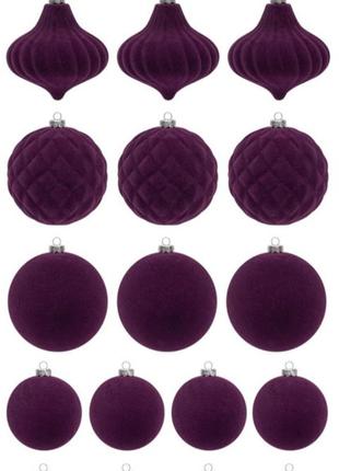 Набір бархатних велюрових новорічних кульок 6 шт.10 фото