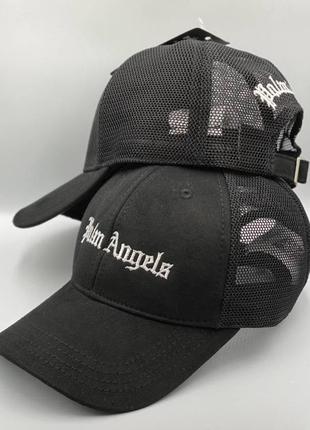 Стильная качественная брендовая кепка pаіm angеіs сетка чёрная