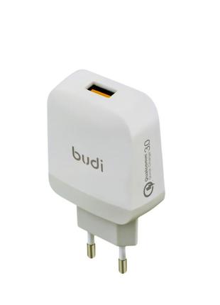 M8j940qe(ac940qew) - home charger budi 1 usb 3.6a with qc3.0 eu plug white