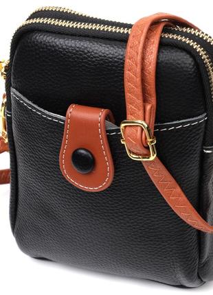 Удобная сумка трапеция для женщин из натуральной кожи vintage 22269 черная