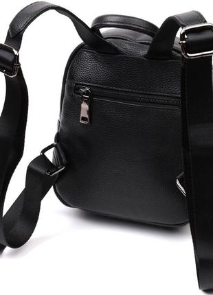 Компактний стильний рюкзак із натуральної шкіри vintage 22434 чорний2 фото