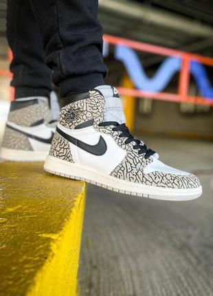 Кросівки nike air jordan 1 retro high og white cement