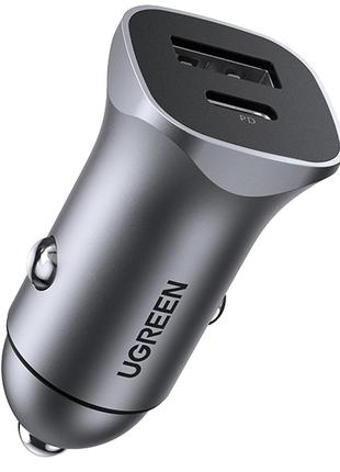 Автомобильное зарядное устройство ugreen cd130 20w usb + type-c pd car charger (gray)