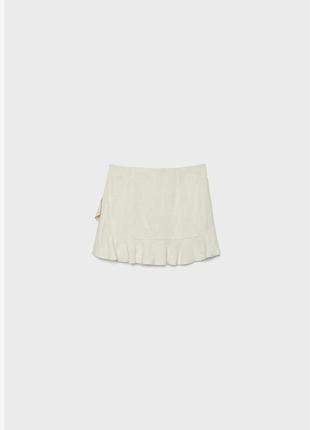 Льняная юбка -шорты из льна stradivarius zara юбка -шорты новая коллекция3 фото